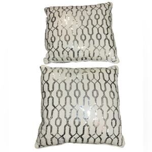 2 White And Silver Pillows 18.5 x 18.5